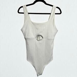 Abercrombie & Fitch soft af white ribbed sleeveless bodysuit medium